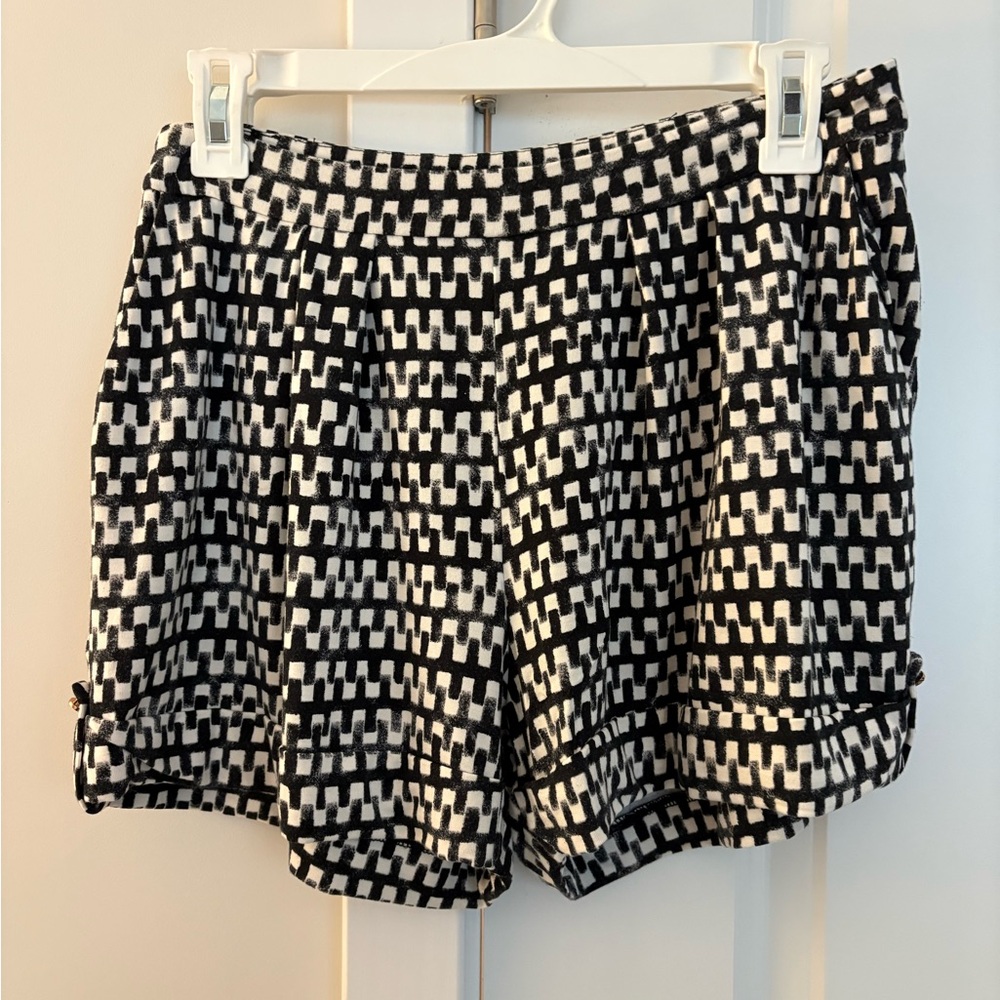 Tart Black and White Geometric High Waist Shorts